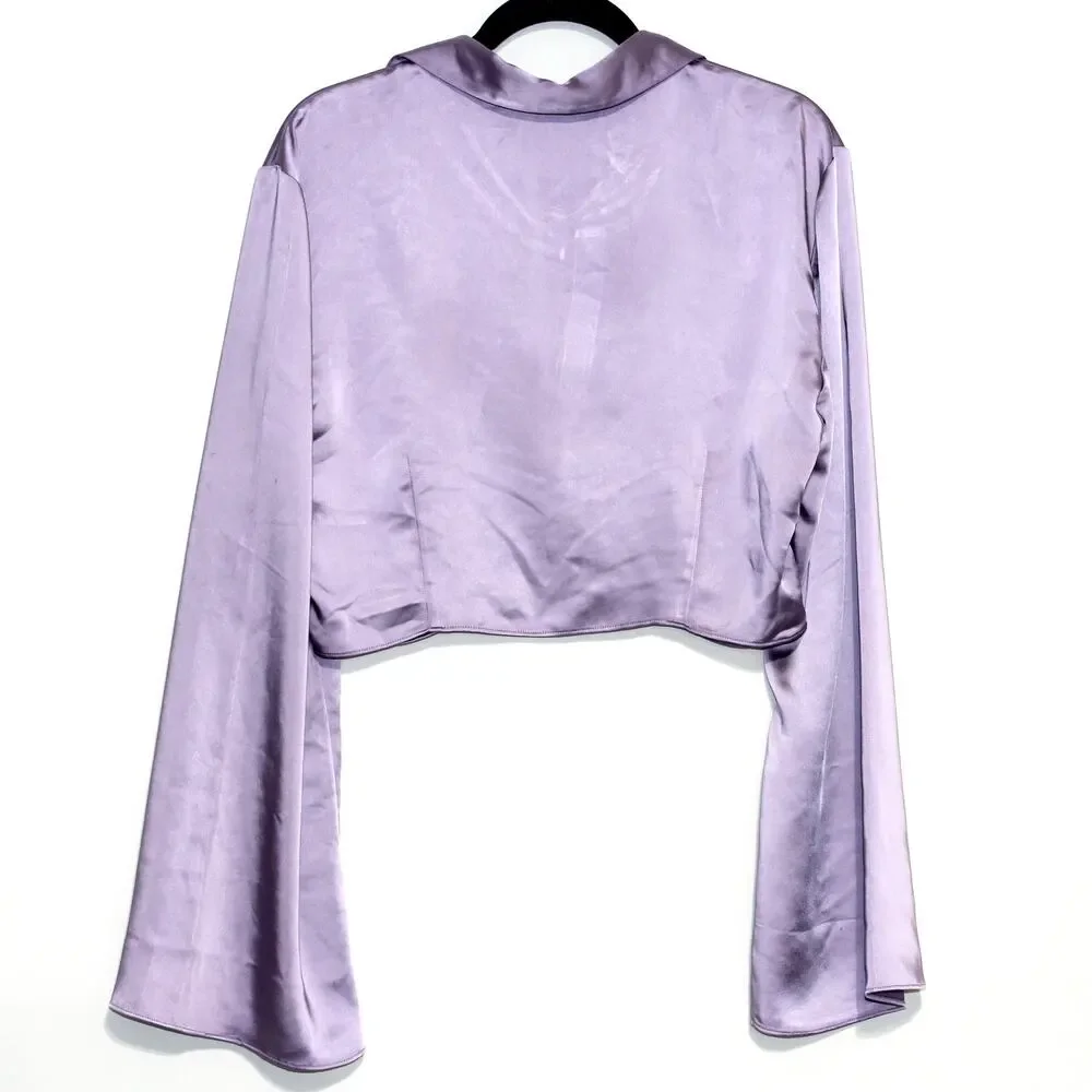 L'academie Franca Top Purple Satin Blouse Size XL - Picture 8 of 9